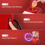 COSTWAY Retro Hot Air Popcorn Maker 1200W, Oil-Free & Fat-Free, Makes 12 Cups, Countertop Popcorn Machine with Kernel Measuring Cup for Home Party, Movie Night