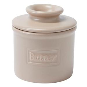 Butter Bell - The Original Butter Bell crock by L Tremain, a Countertop French Ceramic Butter Dish Keeper for Spreadable Butter, Café Matte Collection, Beige