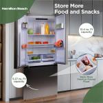 Hamilton Beach HBF1770 French Door Counter Depth Refrigerator with Freezer Drawer, 17.7 cu ft, Stainless Steel (Full Size)