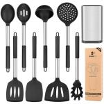 8-Piece Silicone Cooking Utensil Set with Stainless Steel Handles
