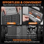 Baker’s Friend 3 in 1 Mini Waffle Maker with Removable Plates, Dual Waffle & Pancake and Grill Plates, Breakfast Sandwich Maker Press, Dishwasher Safe, Non-stick Coating, Graphite