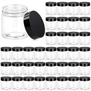  ﻿ Eternal Moment 36 Pack 4 OZ Plastic Jars Round Clear Cosmetic Container Jars with Lids, Perfect for Lotion, Cream, Ointments, Makeup, Eye Shadow, Rhinestone, Samples, Pot, Travel Storage