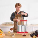 VEVOR 1.6 Gal/6L Fruit Wine Press, 2 Stainless Steel Barrels, Manual Juice Maker, Cider Apple Grape Tincture Honey Olive Oil Making Press with T-Handle for Outdoor Kitchen Home