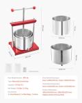 VEVOR 1.6 Gal/6L Fruit Wine Press, 2 Stainless Steel Barrels, Manual Juice Maker, Cider Apple Grape Tincture Honey Olive Oil Making Press with T-Handle for Outdoor Kitchen Home