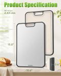 Stainless Steel Cutting Boards for Kitchen, 2-in-1 Double Sided Cutting Board Non-Toxic Wheat Straw PP, Large Chopping Board for Meat and Fruit, Non-Slip, Gifts for Housewarming 16”×11”