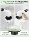 Electric Spin Scrubber, IPX7 Cordless Cleaning Brush Scrubber for Home, 450RPM/Mins- 9 Replaceable Brush Heads-90Mins Work Time - 3 Adjustable Size - 2 Speeds for Bathroom Shower Bathtub Glass Car