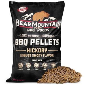 Bear Mountain All Natural Wood Pellets for Smoker, Grill & BBQ, 40 Lbs, Hickory - Premium Hardwood Barbecue Pellets for Indoor and Outdoor Grilling