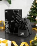 Knife Set - Haugo 15 PCS Kitchen Knife Set with Built in Sharpener - High Carbon German Stainless Steel - Dishwasher Safe Knife Block Set - Anti-Slip Handle - Black Mamba Series