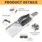 Multi Handheld Mandoline Slicer with Adjustable Stainless Steel Blade, Veggie Chopper & Cheese Grater, Mandolin French Fry Cutter for Speedy Slicing of Fruits and Vegetables