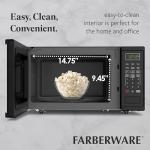 Farberware 1.1 Cu. Ft. Countertop Microwave Oven – 1000 Watts Power, Auto Cook Settings, Defrost, Easy Clean and Child Safety Lock-Black