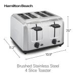 Hamilton Beach 4 Slice Toaster with Extra Wide Slots for Bagels, Shade Selector, Toast Boost, Slide-Out Crumb Tray, Auto-Shutoff and Cancel Button, Brushed Stainless Steel (24910)