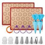 Angadona 16-Piece Nonstick Macaron Baking Mats Set