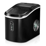 Euhomy Ice Maker Countertop, 26 lbs/24H, 9 Cubes Ready in 6 Mins, Self-Cleaning, Compact Potable Ice Maker with Ice Scoop and Basket for Home/Kitchen/Office.(Black)