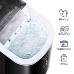 Euhomy Ice Maker Countertop, 26 lbs/24H, 9 Cubes Ready in 6 Mins, Self-Cleaning, Compact Potable Ice Maker with Ice Scoop and Basket for Home/Kitchen/Office.(Black)