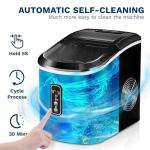 Euhomy Ice Maker Countertop, 26 lbs/24H, 9 Cubes Ready in 6 Mins, Self-Cleaning, Compact Potable Ice Maker with Ice Scoop and Basket for Home/Kitchen/Office.(Black)