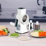 YOUCZON Rotary Cheese Grater Multi-Purpose Stainless Steel Cheese Shredder - Cheese Grater With Handle Effortless Grating of Carrots, Potatoes, Vegetables, and Fruits (White)