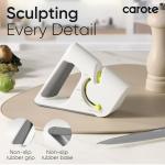 CAROTE 4-in-1 Knife Sharpener for Kitchen Knives 3-Stage Knife Sharpener Helps Repair, Restore,Polishe Blades, Safe & Easy to Use with Non-Slip Base and Grip Light Grey