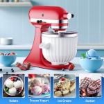 Ice Cream Maker Attachment for Kitchenaid Stand Mixers, Ice Cream Maker Machine Compatible with 4.5QT and Larger KitchenAid Mixers, 2-Quart Capacity, Sorbet and Gelato Maker Accessory by TPGSING