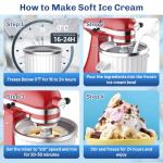 Ice Cream Maker Attachment for Kitchenaid Stand Mixers, Ice Cream Maker Machine Compatible with 4.5QT and Larger KitchenAid Mixers, 2-Quart Capacity, Sorbet and Gelato Maker Accessory by TPGSING