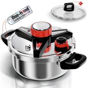 WantJoin 4Qt Pressure Cooker - 3-In-1 Stainless Steel Pressure Canner Compatible with Gas & Induction Cooker,Protective Devices,Canner Rack Included