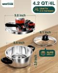 WantJoin 4Qt Pressure Cooker - 3-In-1 Stainless Steel Pressure Canner Compatible with Gas & Induction Cooker,Protective Devices,Canner Rack Included