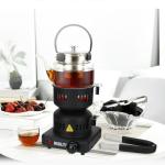 Electric Stove Coconut Charcoal Starter Hookah Coal Burner for Hookah Coal Burner with Detachable Handle Stainless Steel Grill & Rack Smart Heat Control Long Cable for BBQ Kitchen