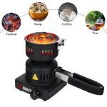 Electric Stove Coconut Charcoal Starter Hookah Coal Burner for Hookah Coal Burner with Detachable Handle Stainless Steel Grill & Rack Smart Heat Control Long Cable for BBQ Kitchen