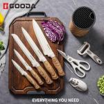Knife Set,GOODA 9 Piece Kitchen Knife Set with Block and Sharpener, Anti-Rust Stainless Steel Cooking Knives Set for Kitchen, Chef Knife Block Set