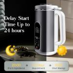 LUODIRGB 40oz Nut Milk Maker Machine Stainless Steel | 8-in-1 Automatic Soy Milk Maker for Almond, Oat, Juice, Plant-Based & Non-Dairy Beverages with Delay Start, Keep Warm, Boil Water, Self-Clean