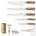 Knife Set,GOODA 9 Piece Kitchen Knife Set with Block and Sharpener, Anti-Rust Stainless Steel Cooking Knives Set for Kitchen, Chef Knife Block Set