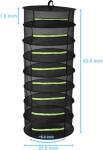 Herb Drying Rack Hanging 8 Layer, 2ft Collapsible Herb Dryer Mesh with Zipper, Garden Gloves, Hook, Plant Net Dry Rack for Drying Seeds, Buds, Grass, Hydroponic Plants for Outdoor Harvest 24"D x 63"H
