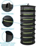 Herb Drying Rack Hanging 8 Layer, 2ft Collapsible Herb Dryer Mesh with Zipper, Garden Gloves, Hook, Plant Net Dry Rack for Drying Seeds, Buds, Grass, Hydroponic Plants for Outdoor Harvest 24"D x 63"H