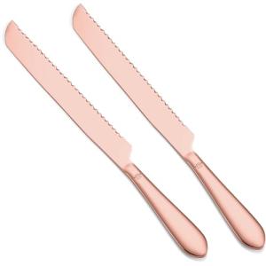 Eisinly Bread Cutting Knife, 13 Inches Serrated Bread Knives for Homemade Bread, Stainless Steel Long Bread Slicing Knife for Baker, Baking Lover, 2PCS Rose Gold
