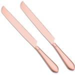 Eisinly Bread Cutting Knife, 13 Inches Serrated Bread Knives for Homemade Bread, Stainless Steel Long Bread Slicing Knife for Baker, Baking Lover, 2PCS Rose Gold