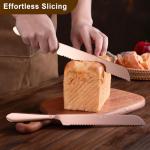 Eisinly Bread Cutting Knife, 13 Inches Serrated Bread Knives for Homemade Bread, Stainless Steel Long Bread Slicing Knife for Baker, Baking Lover, 2PCS Rose Gold