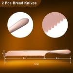Eisinly Bread Cutting Knife, 13 Inches Serrated Bread Knives for Homemade Bread, Stainless Steel Long Bread Slicing Knife for Baker, Baking Lover, 2PCS Rose Gold
