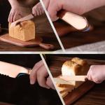 Eisinly Bread Cutting Knife, 13 Inches Serrated Bread Knives for Homemade Bread, Stainless Steel Long Bread Slicing Knife for Baker, Baking Lover, 2PCS Rose Gold