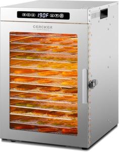 Cercker Commercial Food-Dehydrator Machine 14 Trays, 1200W Fruit Dehydrator,11.98ft² Meat Dryer for Jerky,190ºF Temperature Control,24H Large Food Dryer for Beef