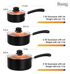 MICHELANGELO Nonstick Sauce Pan with Lid 1QT, 2QT & 3QT, Ceramic Saucepan Set, Copper Sauce pans, Non-Toxic Saucepan, Multipurpose Cooking Pots Set For Home Kitchen, Compatible induction