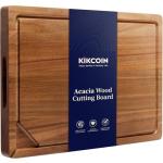 Kikcoin Acacia Wood Cutting Boards for Kitchen, Wooden Cutting Board, Chopping Board with Built-In Compartments and Juice Groove, Solid Charcuterie Board Serving Tray Wood Butcher Block, 17" x 11.8"