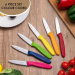 OPOLIA Paring Knife Fruit Knife Set (6 Pieces), Ultra Sharp Stainless Steel Vegetable and Fruit Knife with PP Plastic Ergonomic Handle for Cutting Fruits and Vegetables- Colorful