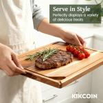 Kikcoin Acacia Wood Cutting Boards for Kitchen, Wooden Cutting Board, Chopping Board with Built-In Compartments and Juice Groove, Solid Charcuterie Board Serving Tray Wood Butcher Block, 17" x 11.8"