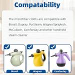 LOVECO 8 Pack Universal Microfiber Cloths for Handheld Steam Cleaner - Compatible with Bissell Steam Shot, PurSteam, Wagner Spraytech, etc - Reusable Washable Steam Cloth Accessories