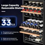 ROVSUN 33 Bottle Wine Fridge, Dual Zone Wine and Beverage Refrigerator with Independent Temp & LED Control Panel, Freestanding Wine Cooler Chiller for Red White Wine, Champagne, Beer