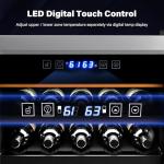 ROVSUN 33 Bottle Wine Fridge, Dual Zone Wine and Beverage Refrigerator with Independent Temp & LED Control Panel, Freestanding Wine Cooler Chiller for Red White Wine, Champagne, Beer