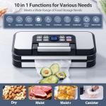 95Kpa Powerful Precision Pro Vacuum Sealer, with Double Heat Seal & Double Pump, Easy-Lock Handle, 10-in-1 Vacuum Sealer Machine for Food with Bags Storage, Built-in Cutter, Stainless Steel