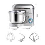 Aucma Stand Mixer,6.5-QT 660W 6-Speed Tilt-Head Food Mixer, Kitchen Electric Mixer with Dough Hook, Wire Whip & Beater (6.5QT, Silver)