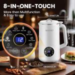 8 IN 1 Nut Milk Maker Machine, 34OZ Capacity Homemade Almond, Oat, Coconut, Plant Based Milks& Non Dairy Beverages, Automatic Pure Copper Motor Soy Milk Maker Blender with Delay Start/Boil Water