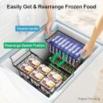 iSPECLE Freezer Organizer Bins - Fit 7 Cu.Ft Chest Freezer, Expand from 15.8" to 18.1" (L) Deep Freezer Organizer Bins, 2 Pack Small Hanging Freezer Baskets for Chest Freezer, Black