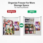 iSPECLE Freezer Organizer Bins - Fit 7 Cu.Ft Chest Freezer, Expand from 15.8" to 18.1" (L) Deep Freezer Organizer Bins, 2 Pack Small Hanging Freezer Baskets for Chest Freezer, Black
